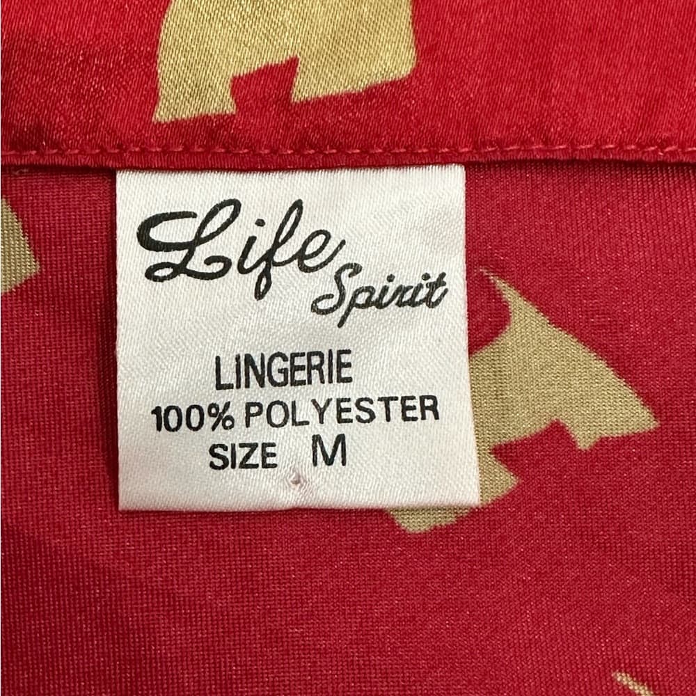 Life Spirit Red Scottie Dog Satin Slip Dress Lingerie Medium Vintage Nightie - Thumbnail 5