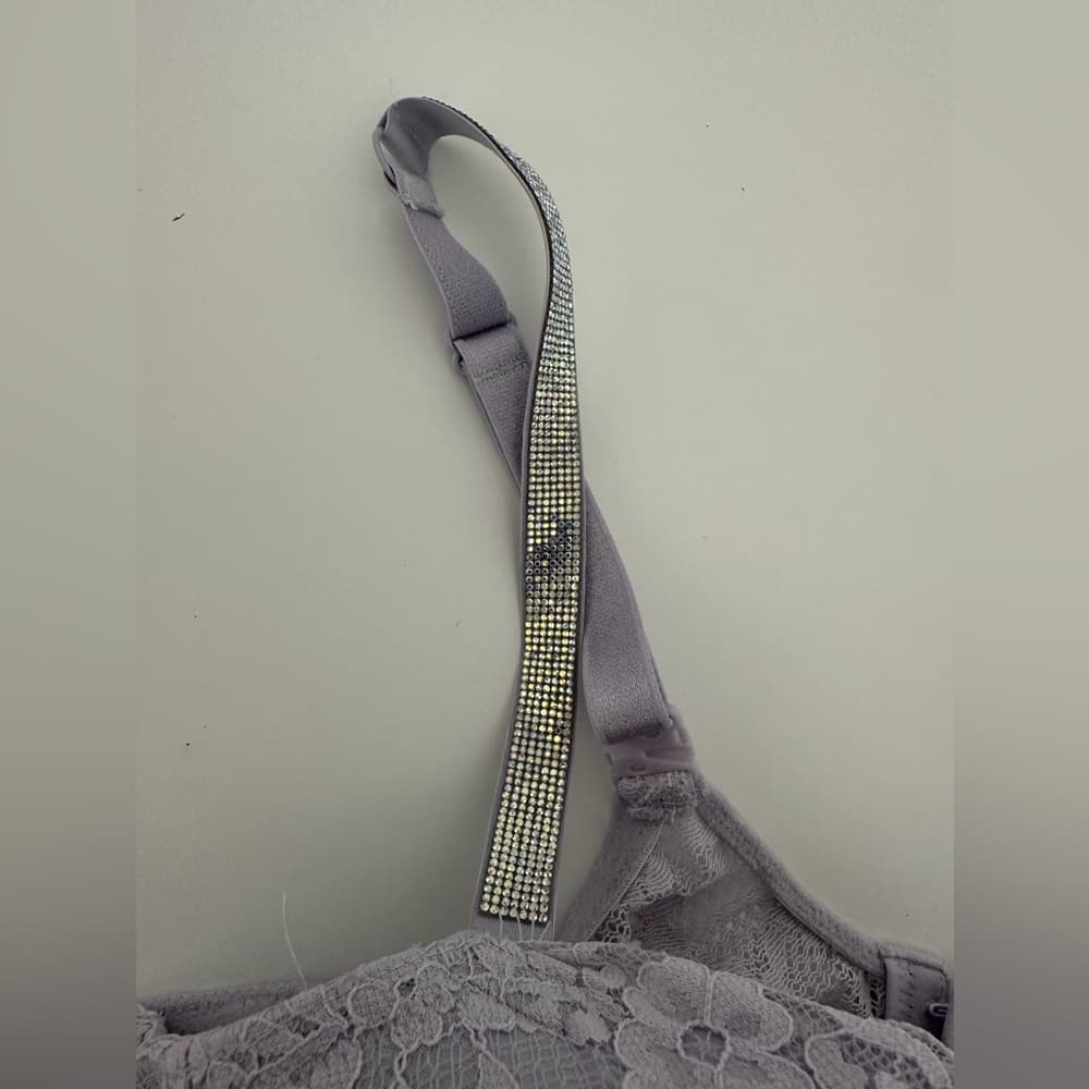 Victoria’s Secret Twinkle Lace Lightly Lined Demi Bra Rhinestone Strap Size 36DD - Thumbnail 3