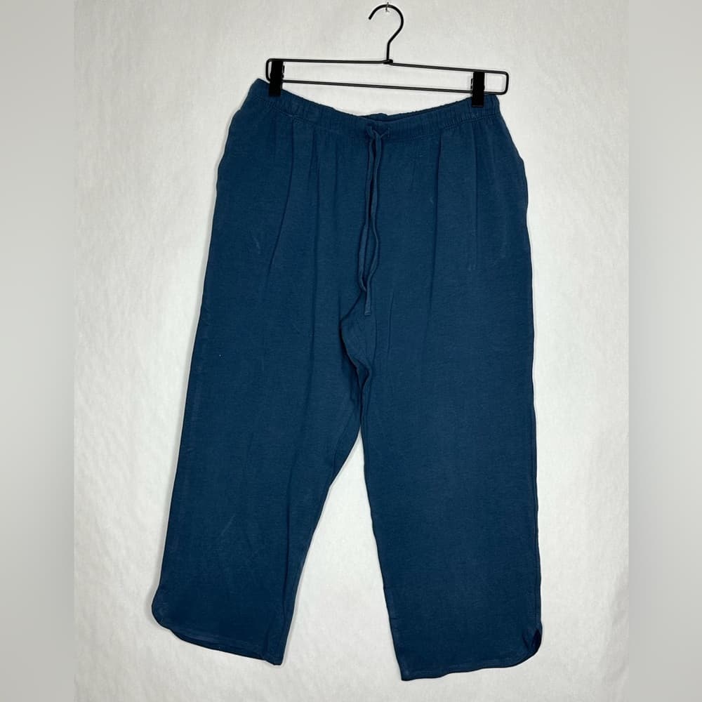 On Gossamer Blue Drawstring Crop Capri Pajama Lounge Pants Size Large Casual - Thumbnail 6