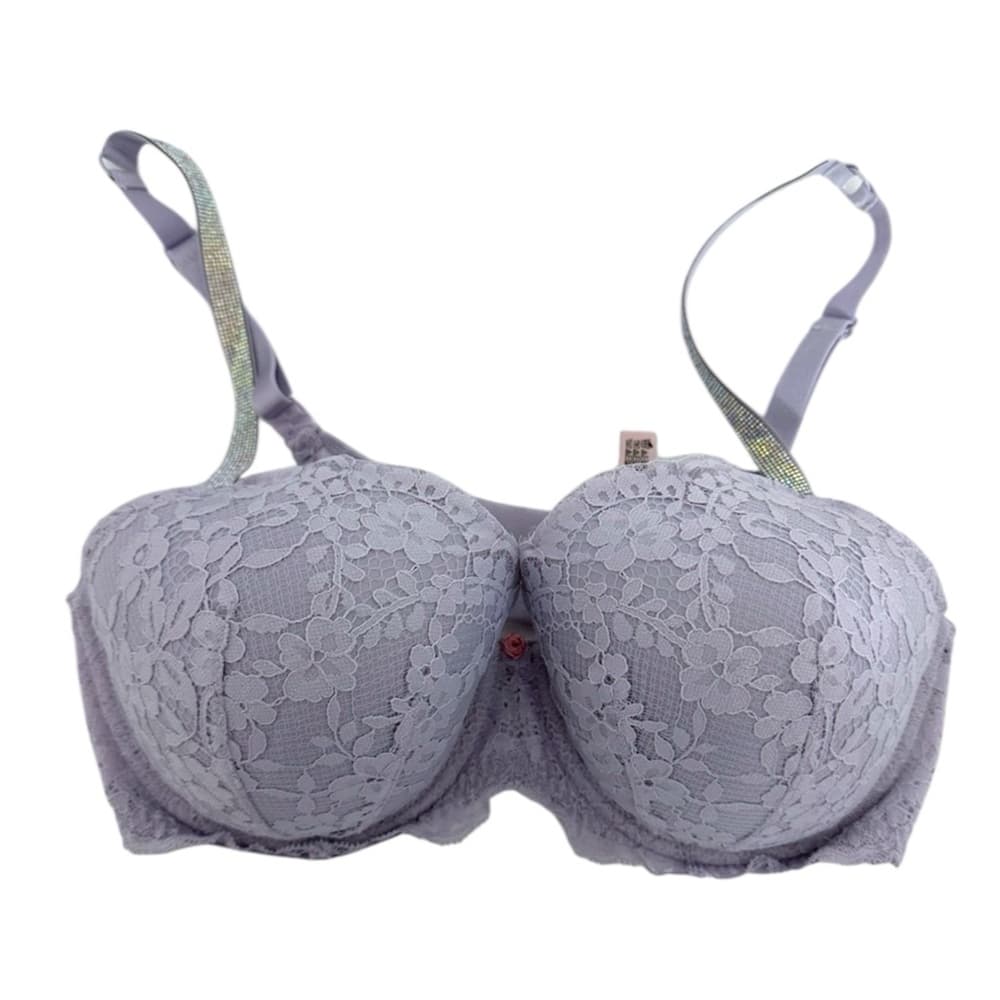 Victoria’s Secret Twinkle Lace Lightly Lined Demi Bra Rhinestone Strap Size 36DD