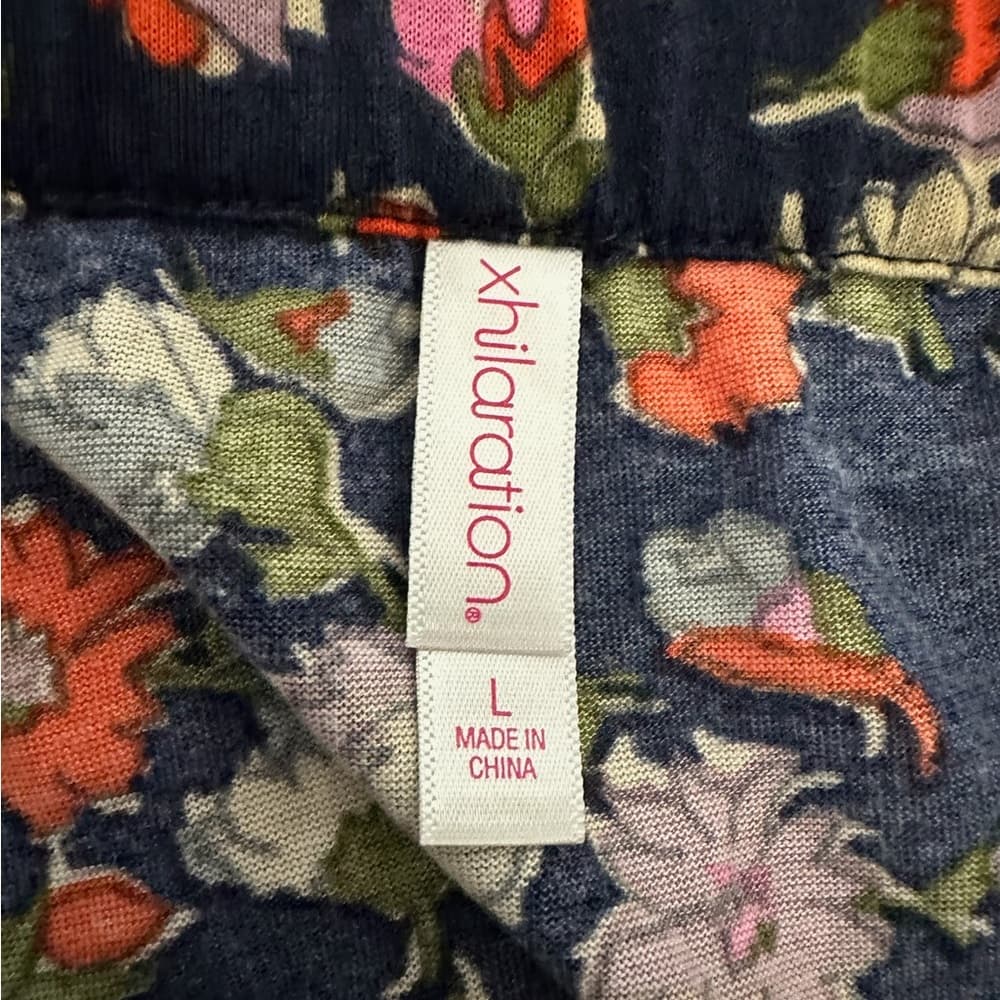 Xhilaration Ruffle Strapless Floral Midi Dress with Bow Detail Size Large - Thumbnail 11