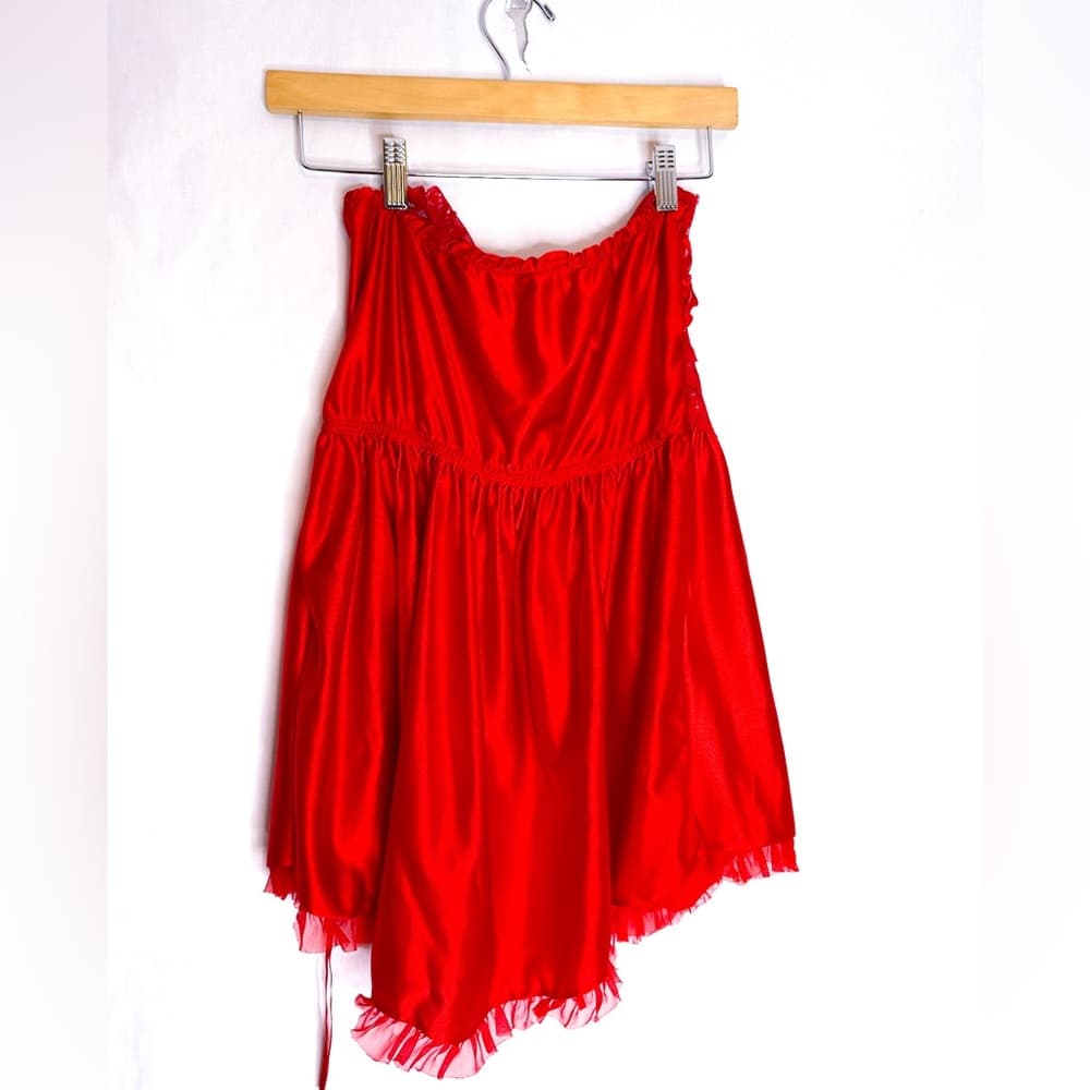 Vintage Red Lace & Satin Babydoll Slip Dress Lingerie | Vamp Glamour Valentines - Thumbnail 6