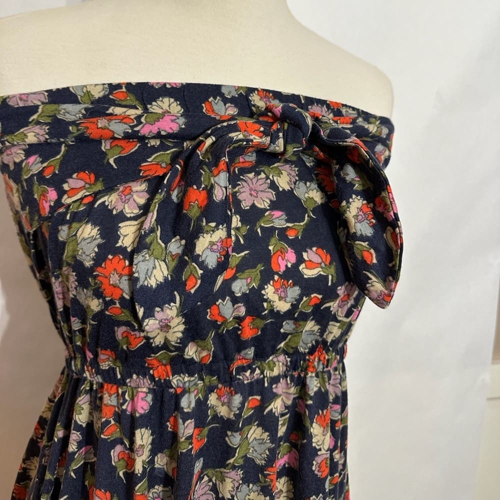 Xhilaration Ruffle Strapless Floral Midi Dress with Bow Detail Size Large - Thumbnail 3