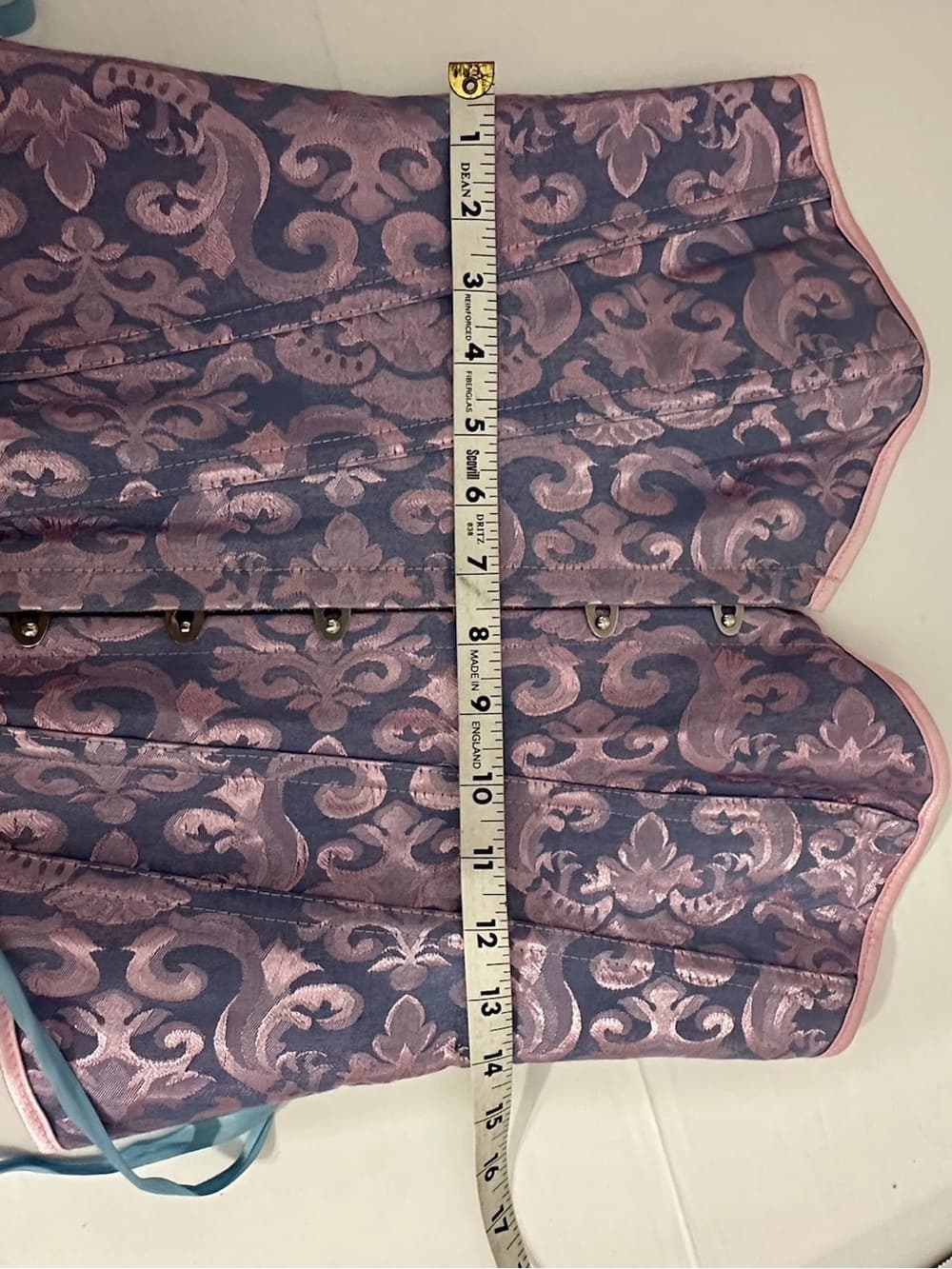 Vintage Coquette Purple Pink Blue Brocade Corset Lace Up Bustier Top Fairycore L - Thumbnail 8