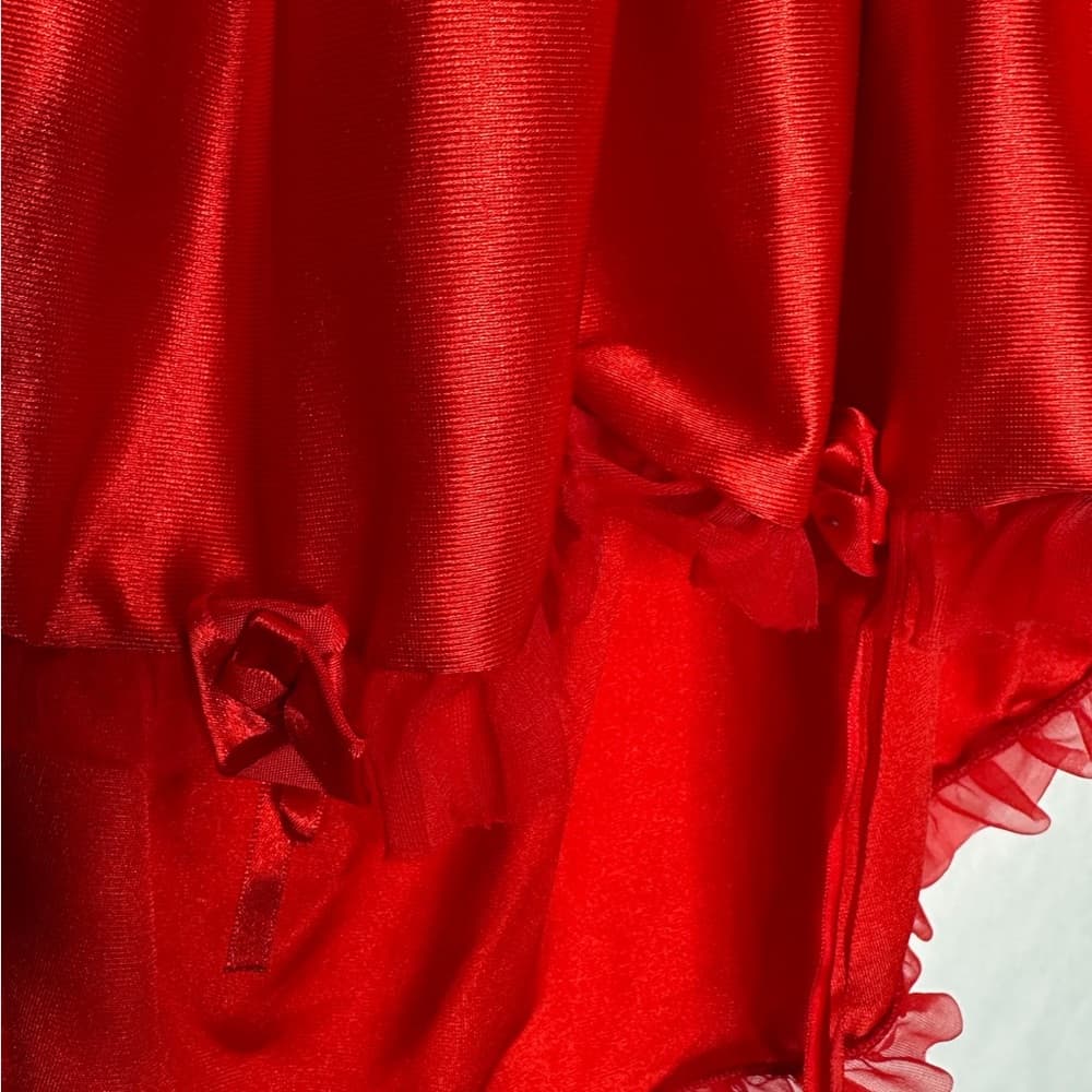 Vintage Red Lace & Satin Babydoll Slip Dress Lingerie | Vamp Glamour Valentines - Thumbnail 8