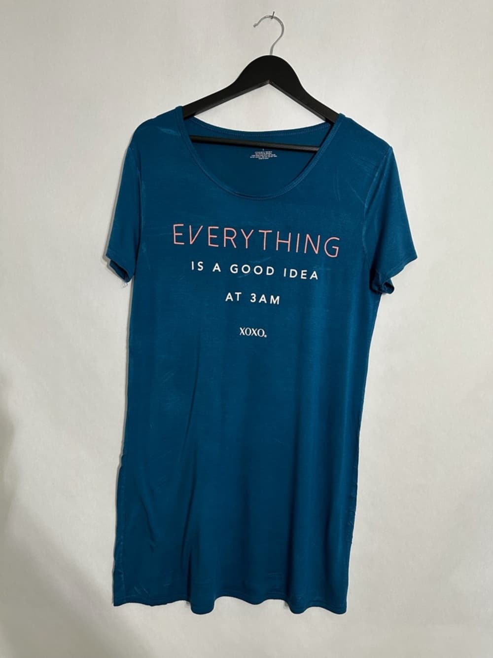 XOXO Graphic Quote Tee “Everything Is a Good Idea at 3AM” Sleep Shirt Size Large