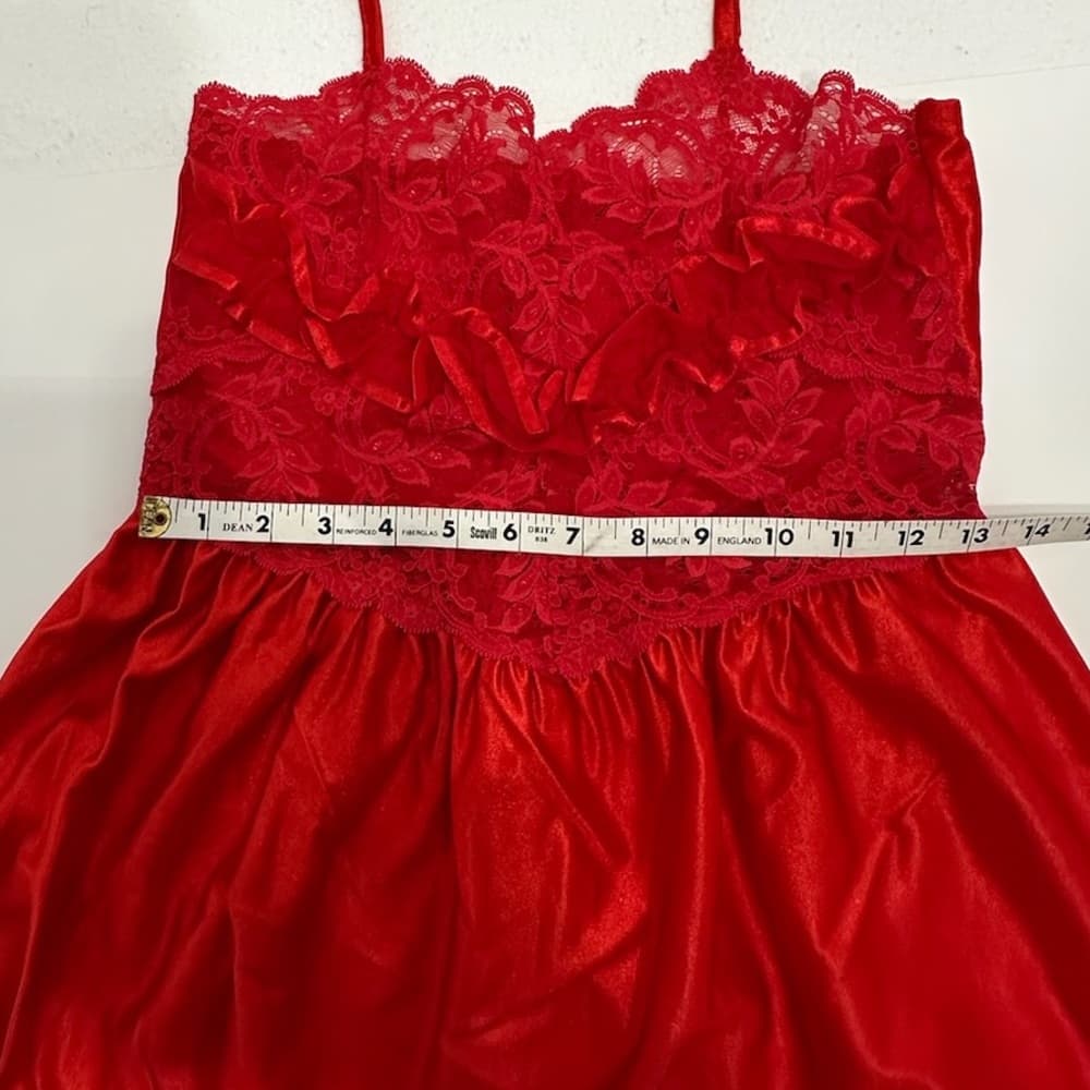 Vintage Red Lace & Satin Babydoll Slip Dress Lingerie | Vamp Glamour Valentines - Thumbnail 13
