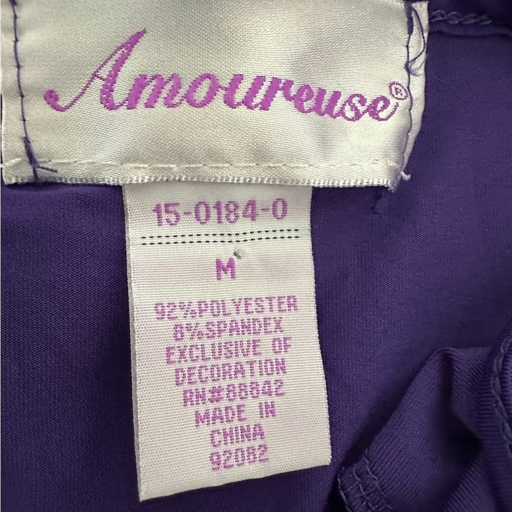 Amoureuse Purple Crochet Detail Nightgown Dress Size Medium Vintage Lounge - Thumbnail 5