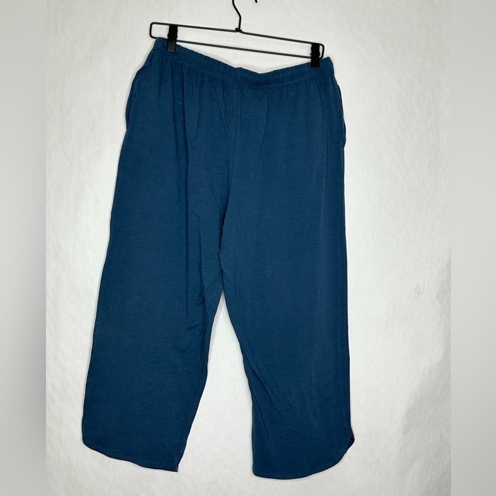 On Gossamer Blue Drawstring Crop Capri Pajama Lounge Pants Size Large Casual - Thumbnail 7