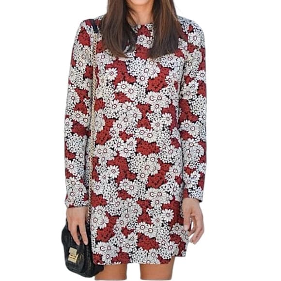 Zara Woman Red Black White Floral Daisy Mini Dress Size Medium Blogger Favorite - Thumbnail 13