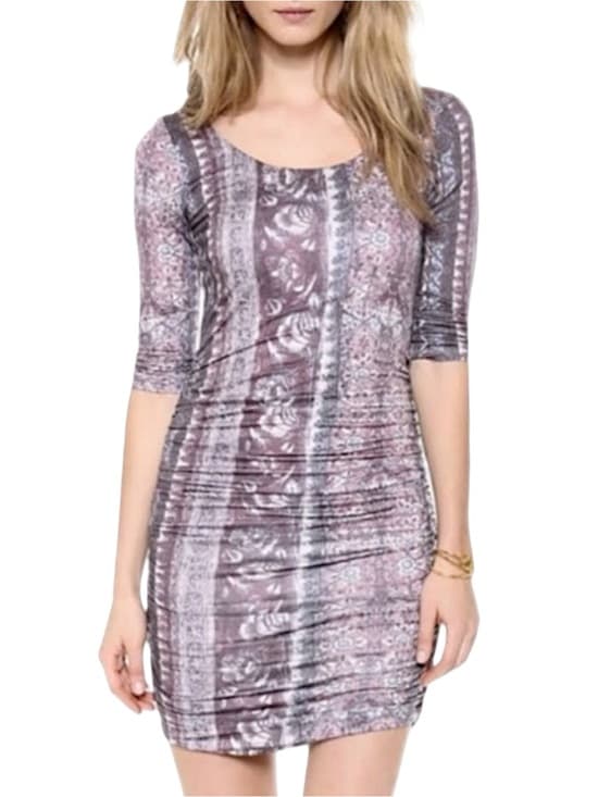 Free People Jasmine Dress Printed Ruched Bodycon Cutout Back XS Bohemian Boho - Thumbnail 14