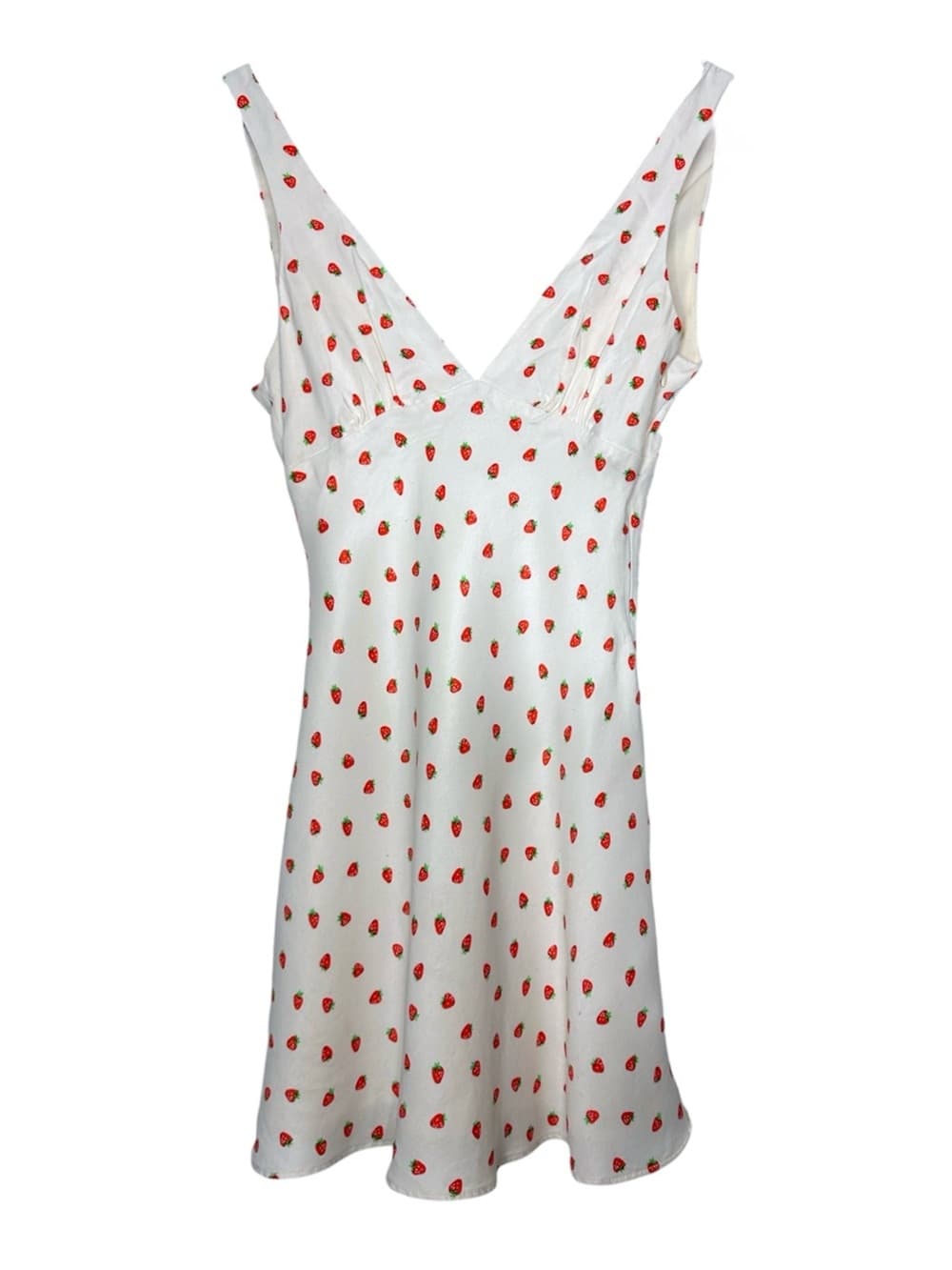 Zara Strawberry Print Mini Dress Cream Red Cottagecore Slip Dress XS Blogger Fav - Thumbnail 6