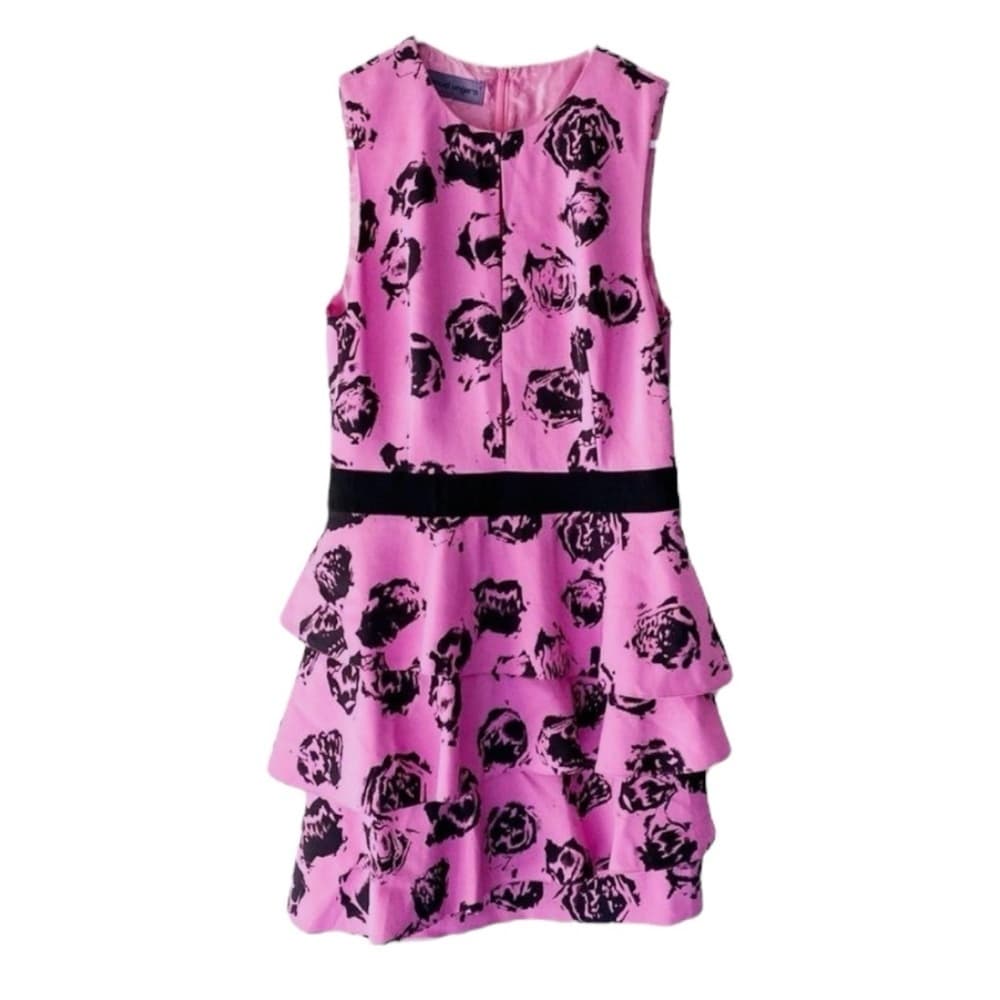 Emanuel Ungaro Runway Pink Rose Peplum Dress Couture Size 8 Coquette Luxury