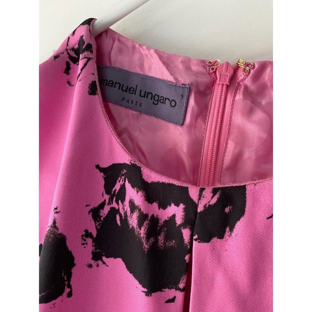 Emanuel Ungaro Runway Pink Rose Peplum Dress Couture Size 8 Coquette Luxury - Thumbnail 5