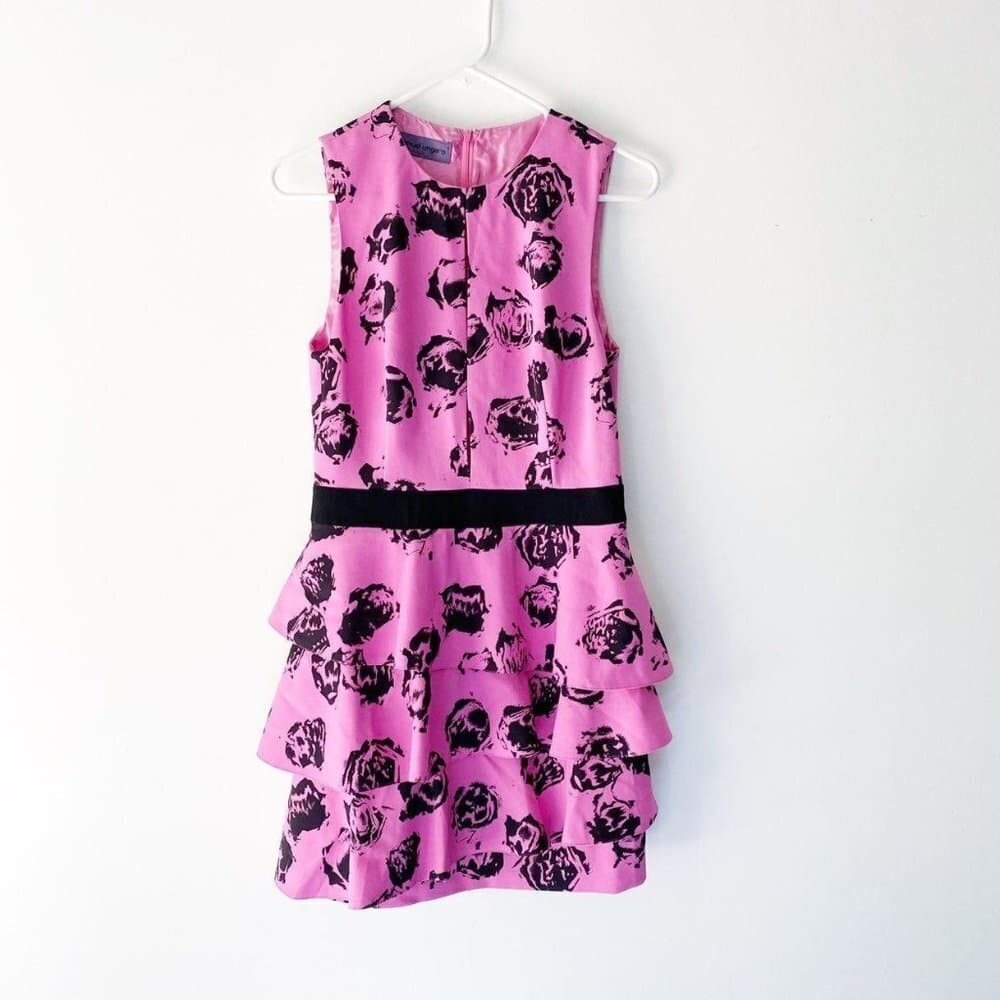 Emanuel Ungaro Runway Pink Rose Peplum Dress Couture Size 8 Coquette Luxury - Thumbnail 2