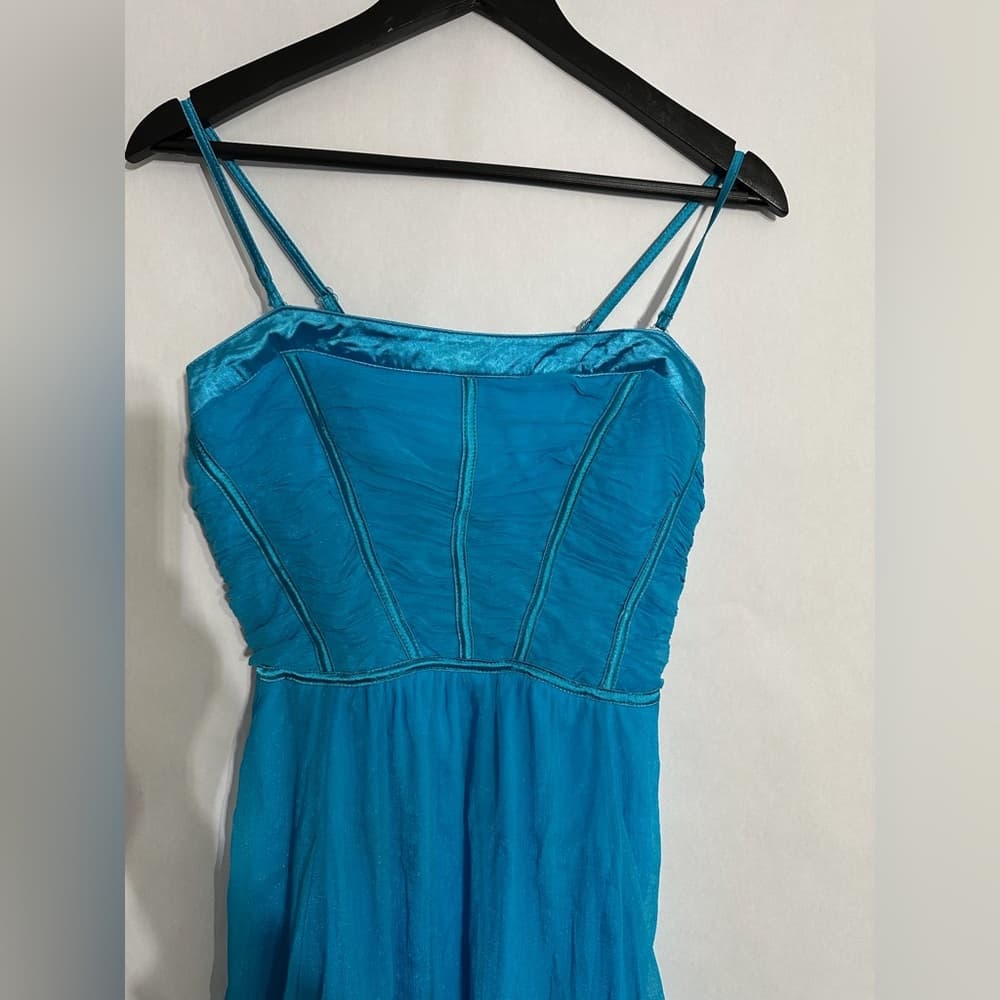 NWT Ceres Blue Silk Blend Ruched Bodice Party Dress Y2K Size Medium Mermaidcore - Thumbnail 3