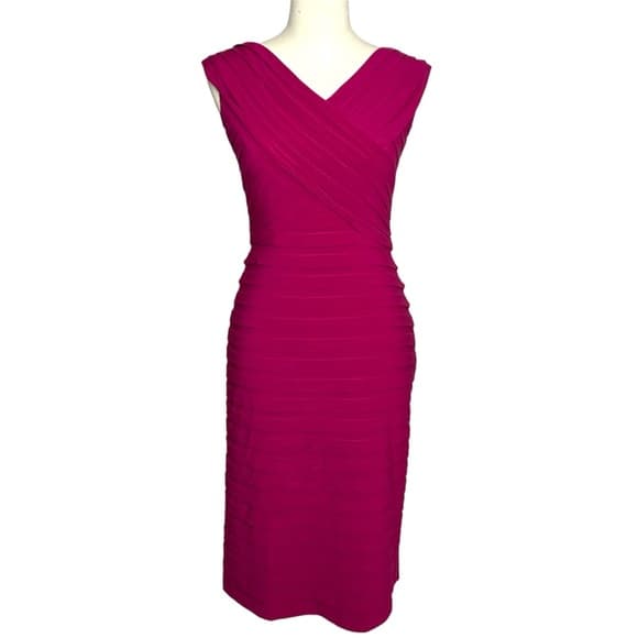 Adrianna Papell Pleated Bodycon Dress Size 6 Sleeveless Cocktail Party - Thumbnail 12
