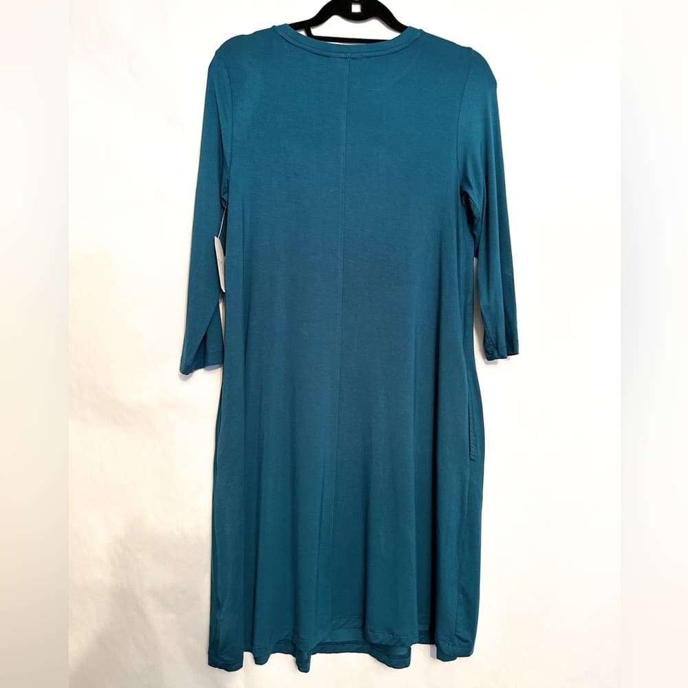NWT Time and Tru Teal Swing Dress Pocket Casual Minimalist Basic Medium 8-10 - Thumbnail 5
