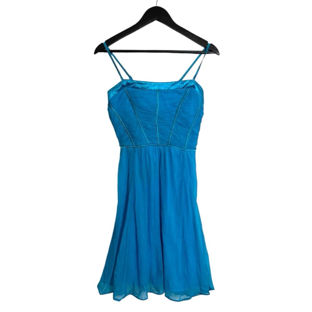 NWT Ceres Blue Silk Blend Ruched Bodice Party Dress Y2K Size Medium Mermaidcore - Thumbnail 7