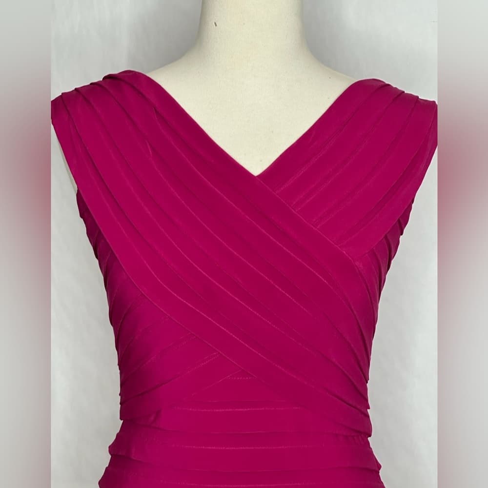 Adrianna Papell Pleated Bodycon Dress Size 6 Sleeveless Cocktail Party - Thumbnail 4