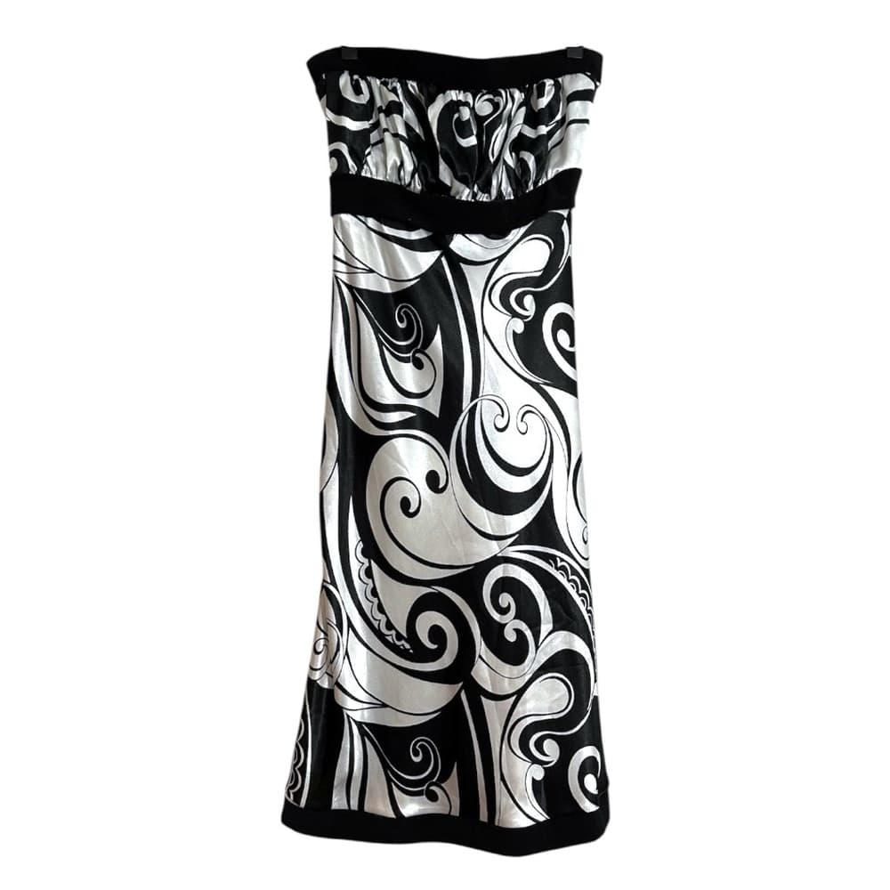 THX Thanx Collection Black White Strapless Swirl Print Tube Dress Y2K Size Small - Thumbnail 7
