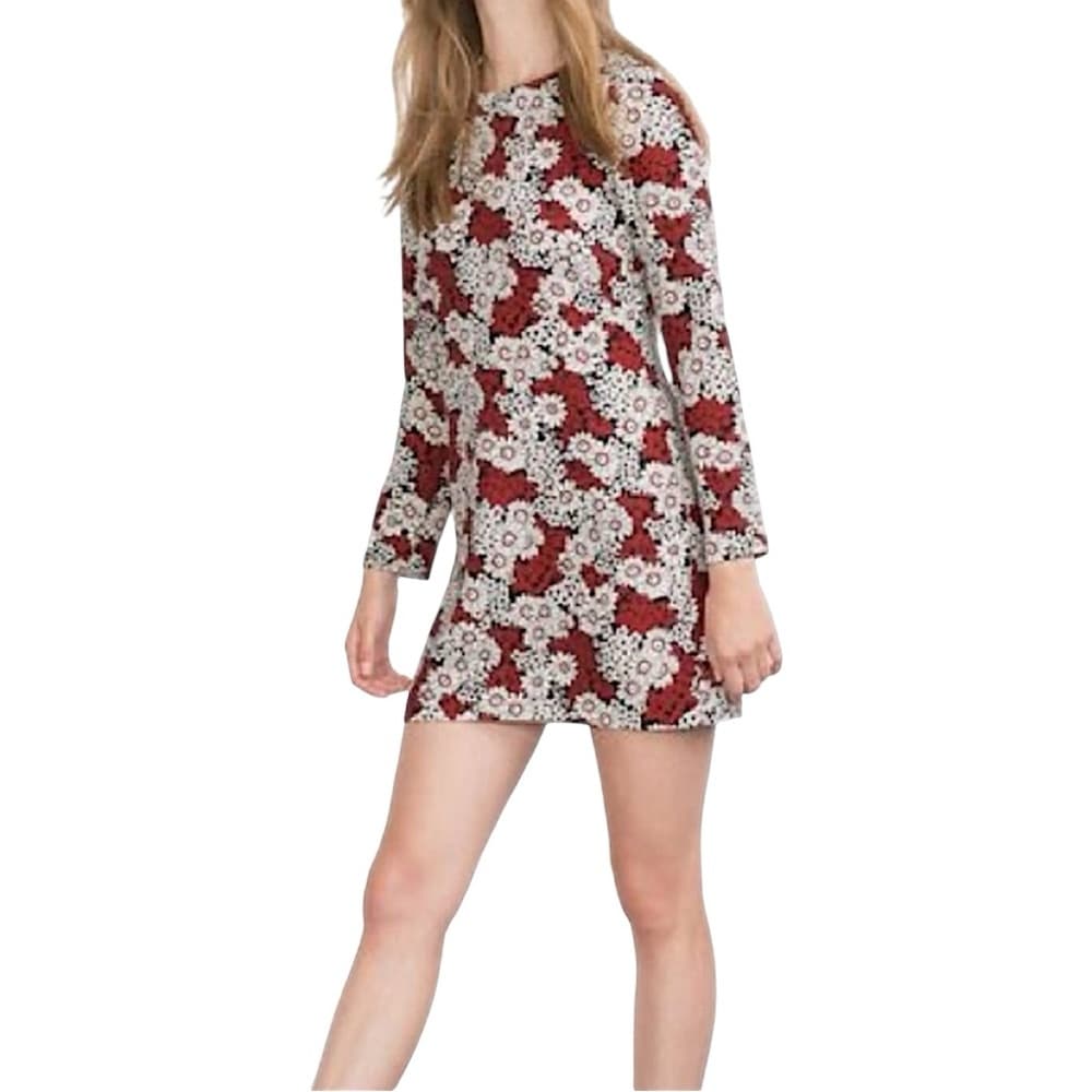 Zara Woman Red Black White Floral Daisy Mini Dress Size Medium Blogger Favorite