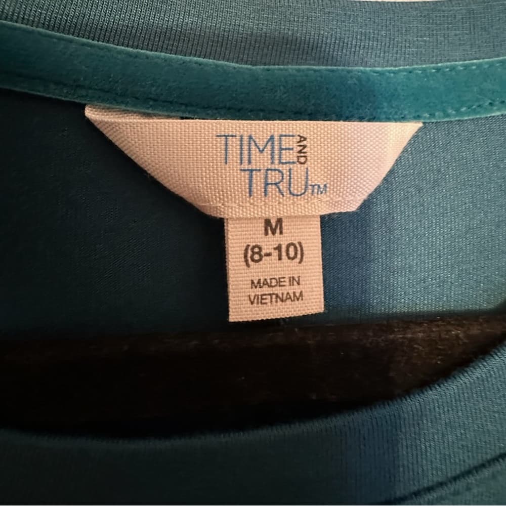 NWT Time and Tru Teal Swing Dress Pocket Casual Minimalist Basic Medium 8-10 - Thumbnail 11