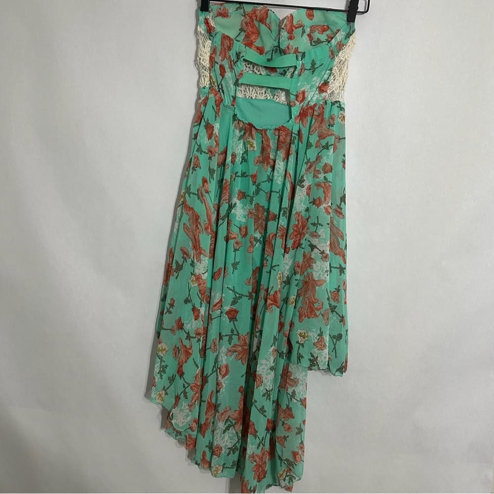 New Look Strapless Floral High-Low Dress Bustier Flowy Y2K Fairycore Size Large - Thumbnail 4