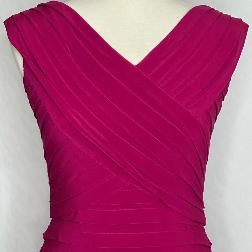 Adrianna Papell Pleated Bodycon Dress Size 6 Sleeveless Cocktail Party - Thumbnail 2