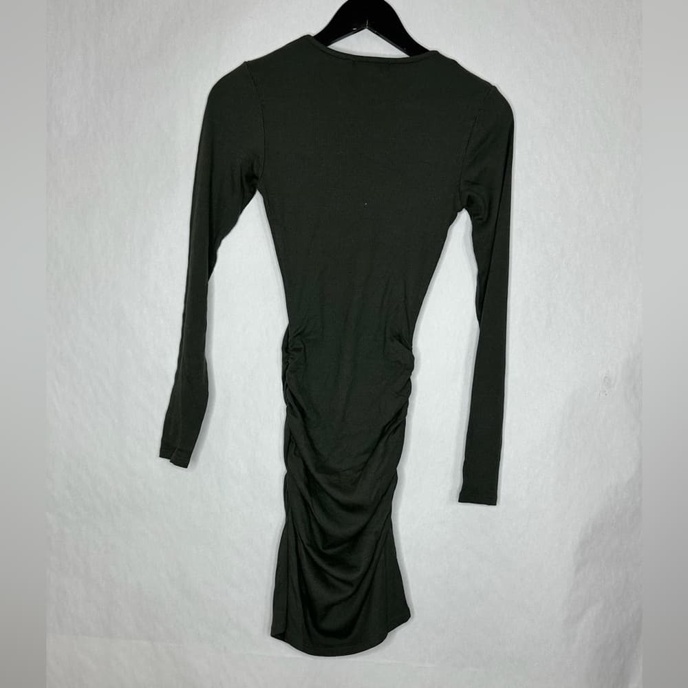 Michael Stars Ribbed Ruched Long Sleeve Tunic Top Mini Dress Size XS Minimalist - Thumbnail 3