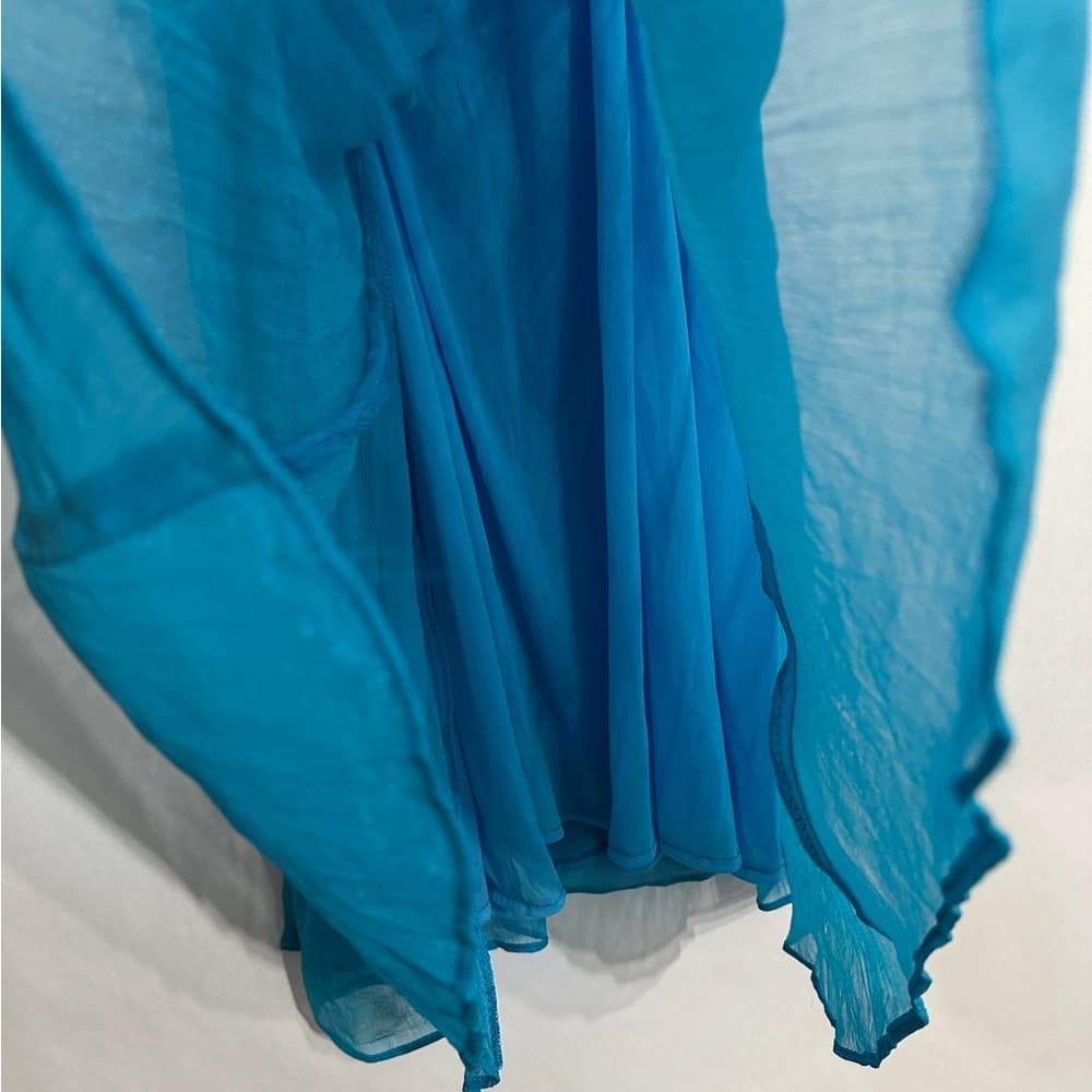 NWT Ceres Blue Silk Blend Ruched Bodice Party Dress Y2K Size Medium Mermaidcore - Thumbnail 5