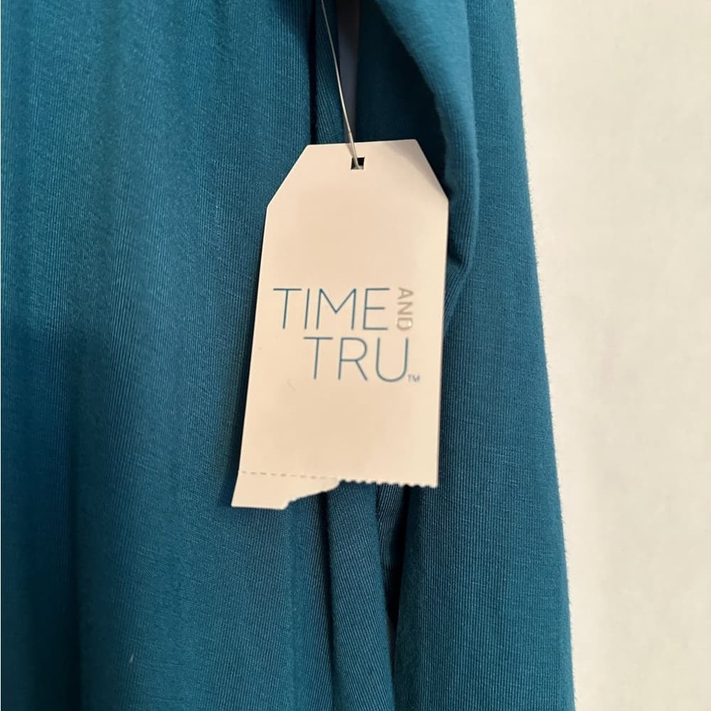 NWT Time and Tru Teal Swing Dress Pocket Casual Minimalist Basic Medium 8-10 - Thumbnail 9