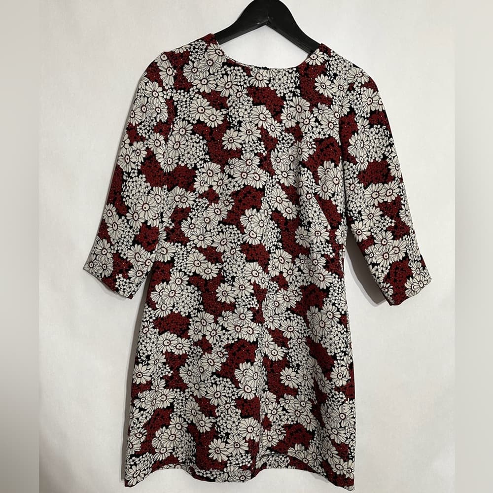 Zara Woman Red Black White Floral Daisy Mini Dress Size Medium Blogger Favorite - Thumbnail 7
