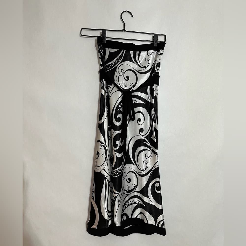 THX Thanx Collection Black White Strapless Swirl Print Tube Dress Y2K Size Small - Thumbnail 3