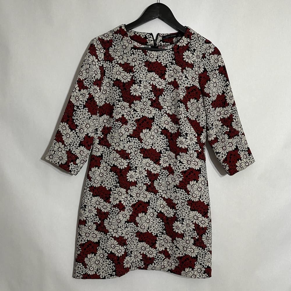 Zara Woman Red Black White Floral Daisy Mini Dress Size Medium Blogger Favorite - Thumbnail 10
