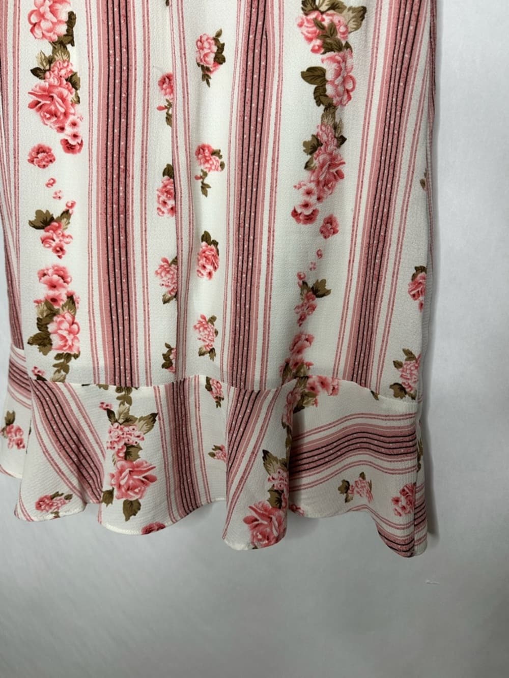 Betsey Johnson Floral Stripe Wrap Dress Pink Rose Cottagecore Size 4 Romantic - Thumbnail 7