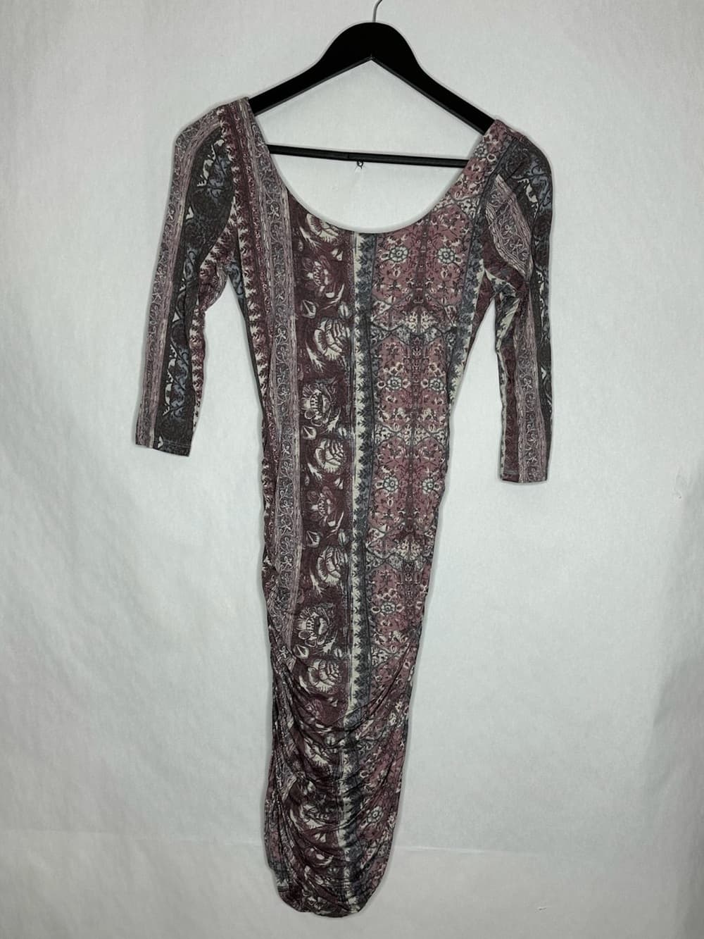 Free People Jasmine Dress Printed Ruched Bodycon Cutout Back XS Bohemian Boho - Thumbnail 2