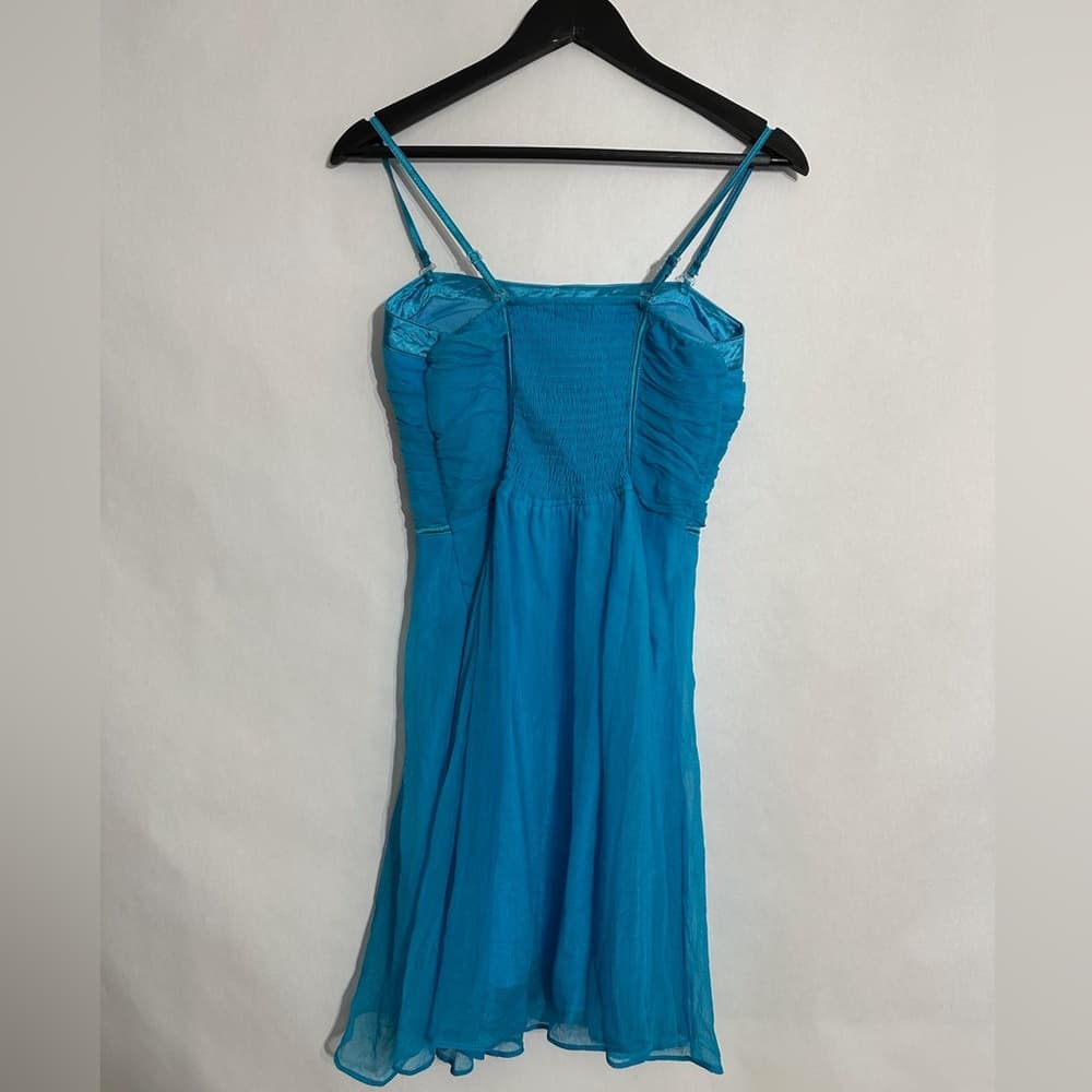 NWT Ceres Blue Silk Blend Ruched Bodice Party Dress Y2K Size Medium Mermaidcore - Thumbnail 4