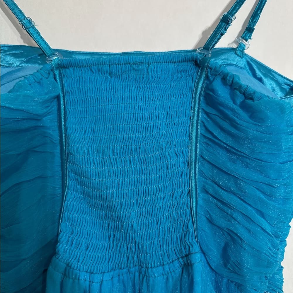 NWT Ceres Blue Silk Blend Ruched Bodice Party Dress Y2K Size Medium Mermaidcore - Thumbnail 2
