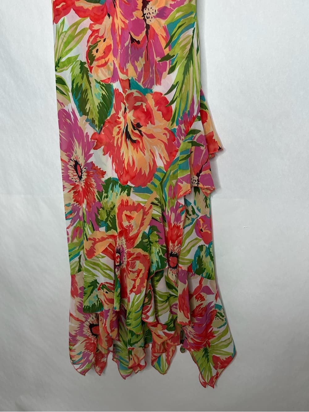 Bandolino Tropical Floral Ruffle Slip Dress Fairy Y2K Mermaid Fairycore - Thumbnail 2
