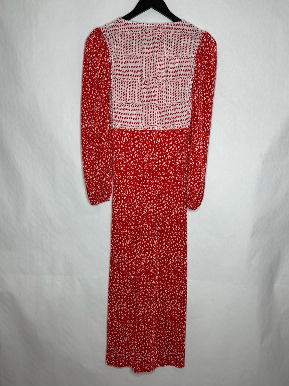 ASOS Red White Spotted Plisse Pleated Dress Long Sleeve US 4 Cottagecore Dainty - Thumbnail 3