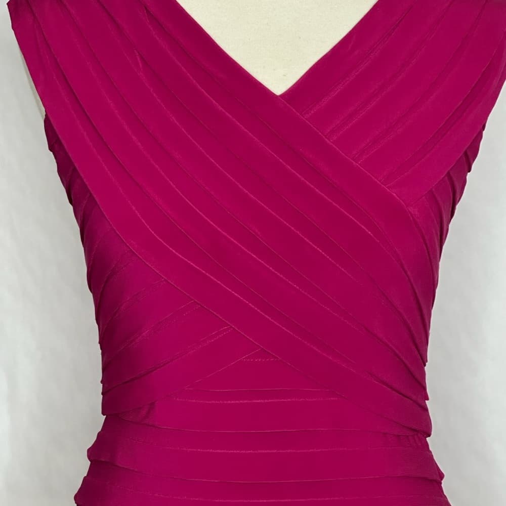 Adrianna Papell Pleated Bodycon Dress Size 6 Sleeveless Cocktail Party - Thumbnail 6
