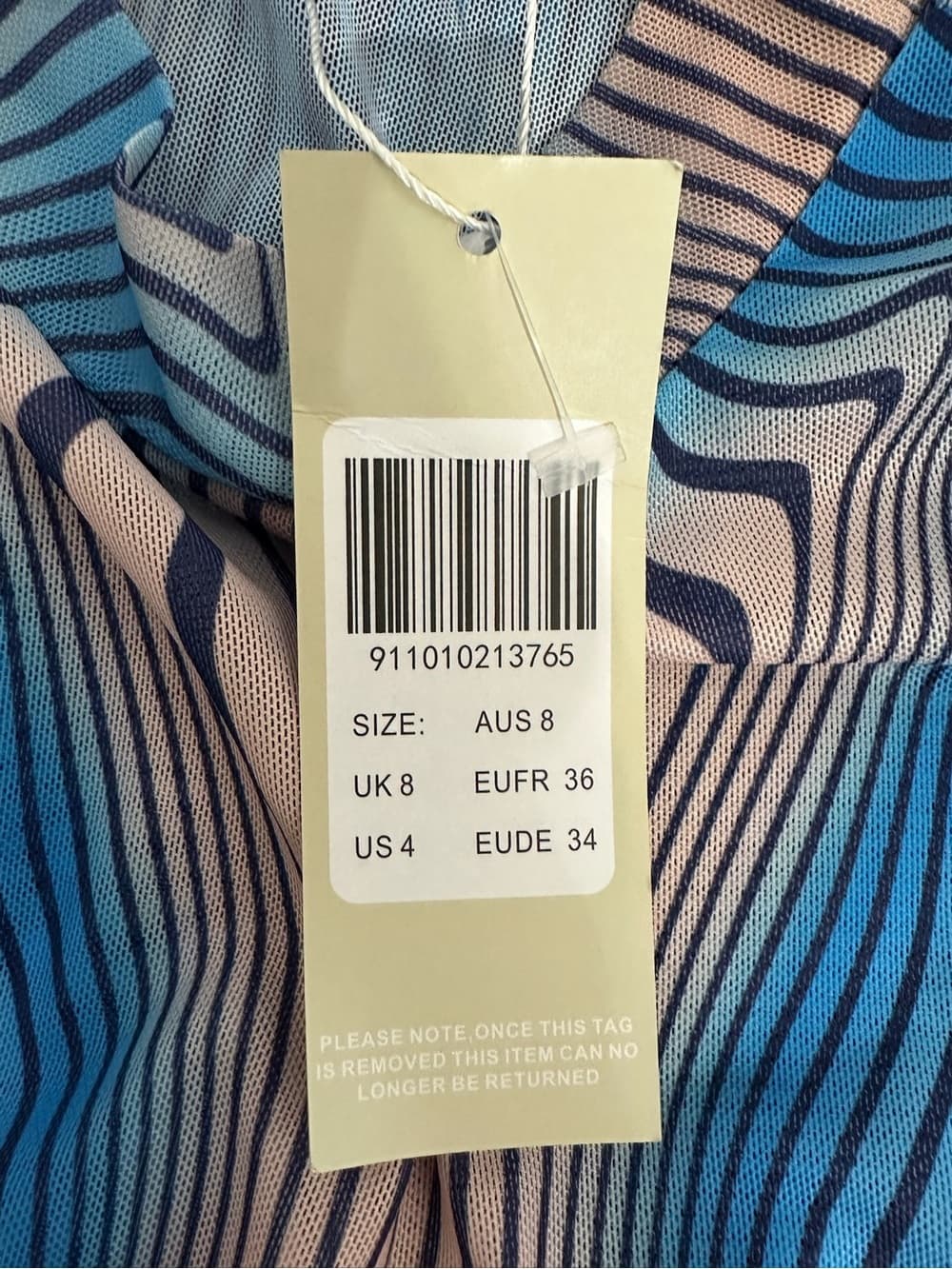 NWT MURCI Blue Illusion Wave Mesh Sheer Bodycon Dress US 4 Cyberpunk Futuristic - Thumbnail 9