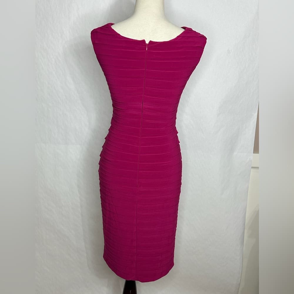 Adrianna Papell Pleated Bodycon Dress Size 6 Sleeveless Cocktail Party - Thumbnail 3
