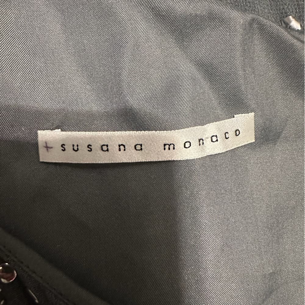 Susana Monaco One Shoulder Mini Dress Black Silver Studs Modern Glam (SEE NOTES) - Thumbnail 7