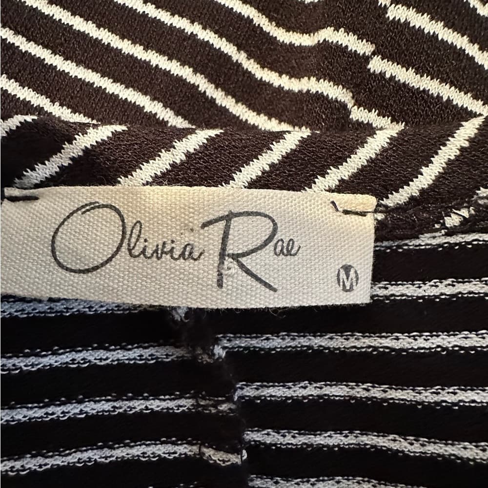 Olivia Rae Black and White Stripe Casual Minimalist T-Shirt Dress Size Medium - Thumbnail 2