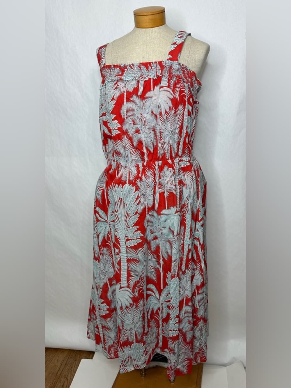 NWT Talbots Red White Palm Print Sundress Size 16 Tropical Resortwear Vacation - Thumbnail 9