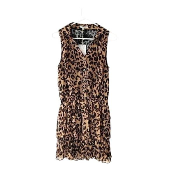NWT Cecico Leopard Print Sleeveless Ruffle Dress Lace Back Panel Size Medium - Thumbnail 14