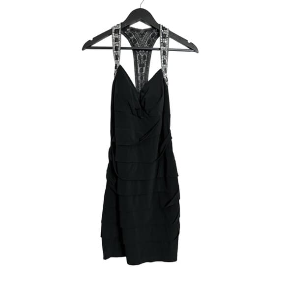 City Triangles Black Tiered Dress with Embellished Racerback Y2K Size Large - Thumbnail 12