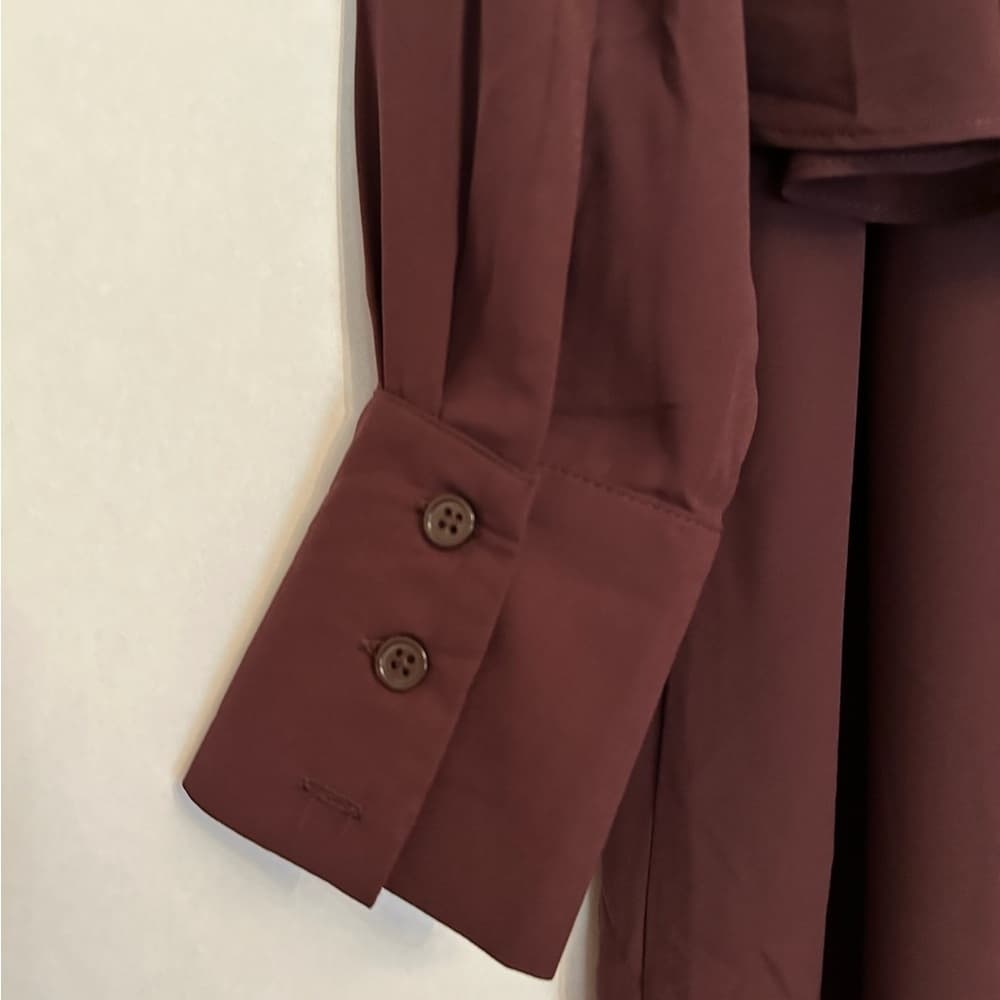 Who What Wear Burgundy Layered Long Sleeve Midi Dress Modest Size Small - Thumbnail 3